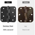 thumbnail image 3 of Black Door Hinges Exterior Door Hinges 4 Inch Stainless Steel Hinges Ball Bearing Door Hinges Silent Thickness 3mm Heavy Duty Hinge with Rounded 5/8" Radius Corner 3 Pack, 3 of 4
