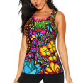 thumbnail image 1 of Fotbe Butterfly Garden Blusas Sin Mangas para Mujer – Estilo Casual, Corte Suelto, Slim-Fit, Cuello Redondo Deportivo, Tops de Verano para Gimnasio y Yoga-Large, 1 of 7