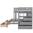 thumbnail image 6 of Full Over Twin & Twin Bunk Bed, Wood Triple Bunk Bed with Drawers and Guardrails (Gray), 6 of 7