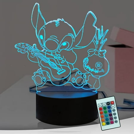 Lilo and Stitch Table Shade Lamp Play Guitar with Scrump Cartoon Teddy ...