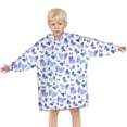 thumbnail image 3 of Light Blue Butterfly Purple Pattern Blanket Hoodies for Kids 6-13YR Oversize Wearable Blanket Hoodies for Boys Girls Teens, 3 of 7