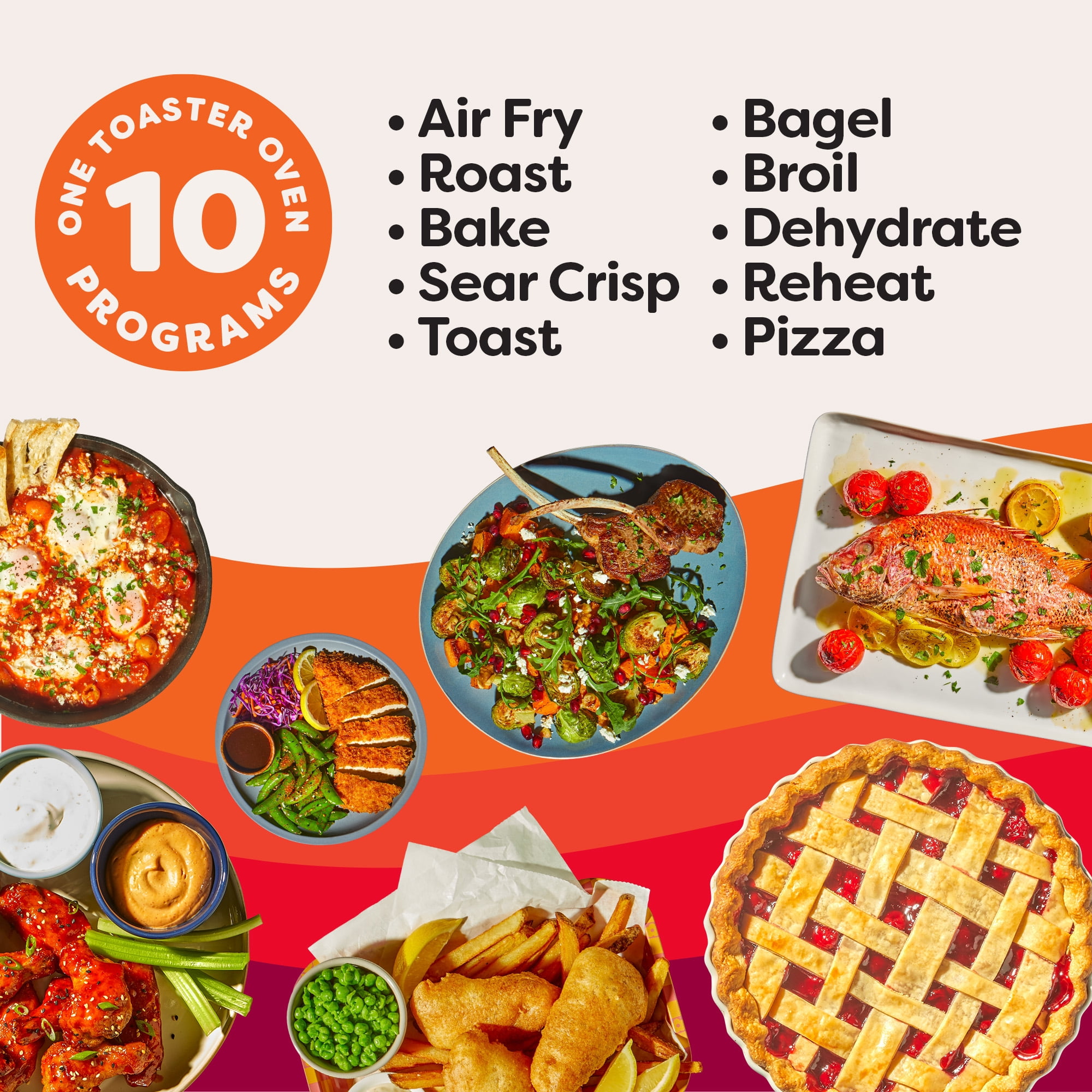 Instant Pot 6-Slice InstantHeat 10-in-1 Air Fryer Toaster Oven, Air Fry, Roast, Bake, Sear Crisp, Toast, Bagel, Broil, Dehydrate, Reheat, and Make Pizza