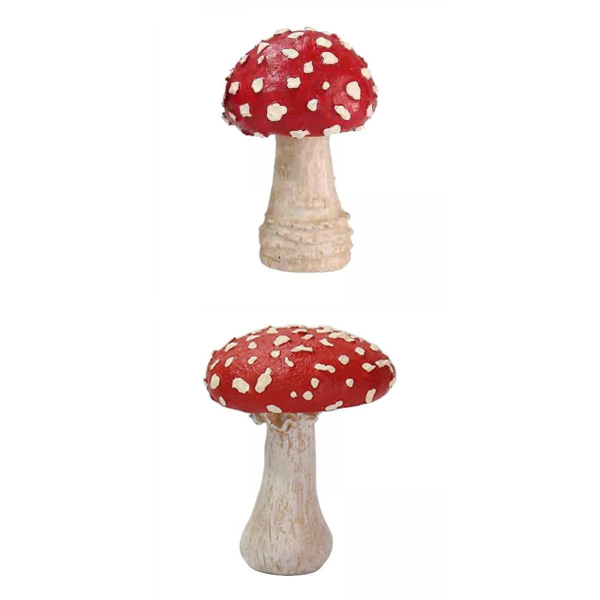 3x Mushroom Garden Ornament Miniature Figurine Resin Craft Plant Fairy DecorHC 