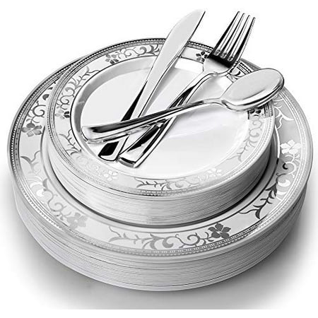 Stock Your Home 125 Piece Place Setting- Silver Floral