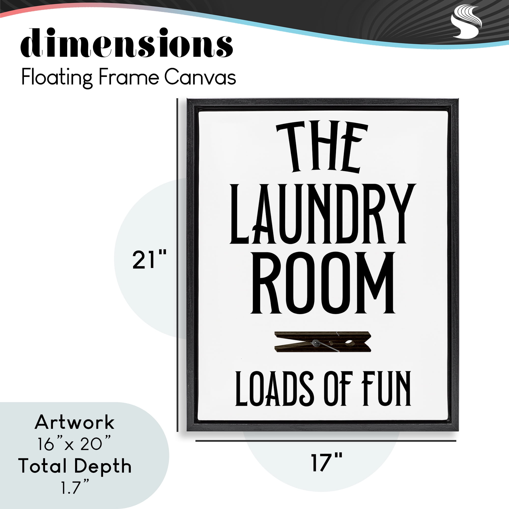Loads Of Fun Clothespin Black Framed Floater Canvas Wall Art, design by Kim Allen
