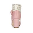 thumbnail image 2 of BLISSFUL STEP Women's Pointed Toe Plaid Block Heels Ankle Boots Pink 9, 2 of 7