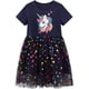 thumbnail image 4 of Vestidos para niñas pequeñas, tutú floral de unicornio, tul, vestido informal de verano, vestido de algodón de manga corta con dibujos animados, 4 of 5