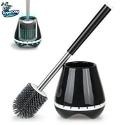 SUGARDAY Toilet Brush and Caddy Holder with Silicone Bristle for Bathroom Toilet Scrubber Bowl Brush