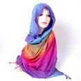 thumbnail image 5 of Bibifish Womens Scarf Retro Rainbow Pattern Square Scarf Wrap With Fringes Soft Breathable Fall Winter Comfy Daily Wear Boho Style Scarf, 5 of 6