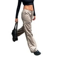 thumbnail image 3 of Liacowi Women Juniors Casual Baggy Cargo Pangs Wide Leg Trousers Loose Oversized Hippie Drawstring Punk Sweatpants Joggers Streetwear, 3 of 6