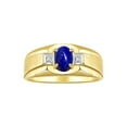 thumbnail image 1 of RYLOS Men's Rings 14K Yellow Gold Classic 7X5MM Oval Gemstone & Diamond Ring Lapis Lazuli September Birthstone Rings For Men, Gold Rings Size 13, 1 of 7