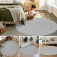 thumbnail image 6 of Gray 6ft Round Rug, Farmhouse Burlap Solid Grey Color Modern Linen Texture Non-Skid Rubber Backing Large Area Rugs - Living Room Bedroom Home Office, Indoor Floor Mat Carpets Washable Rug, 6 of 9