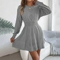 thumbnail image 7 of Ediodpoh Knitted Dress Women's Round Neck Elegant Tunic Winter Sweater A Line Mini Dress Sweater Dress for Fall and Winter Fashion Grey L, 7 of 7
