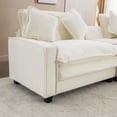 thumbnail image 6 of EUROCO 112.6" Sectional Sofa Couch, Chenille Upholstered Sofa with 2 Removable Ottoman, 2 USB Ports, 4 Pillows, 2 Cup Holders, Double Cushion Design and Large Storage Box for Living Room, Beige, 6 of 8