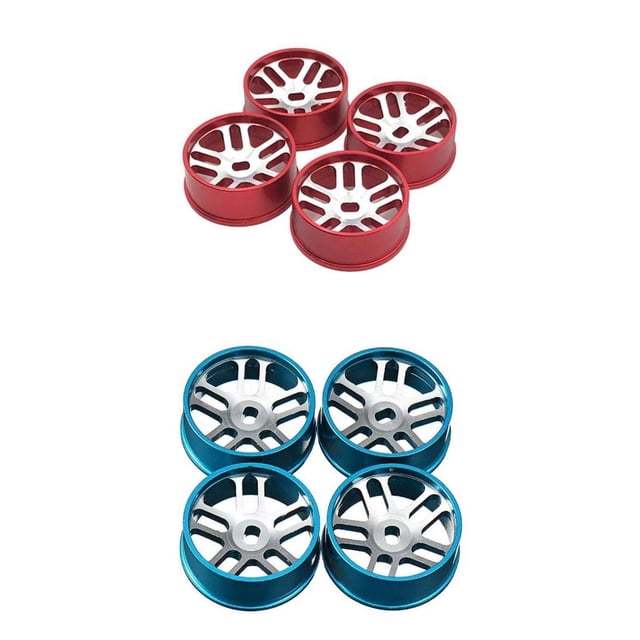 Juego De Llantas De Rueda De Metal De 8 Piezas Para WLTOYS K969 K979 K989 1/28 RC Car Red Blue Sunnimix none
