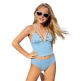 thumbnail image 5 of Tfken Summer Girls Cute Swimsuit Set Outfits Beach Swim 2 Piece Swimming Bikini Vest With Trunks Set Quick Dry Swimwear Children Soft Bathing Suits Size 12-13 Years Blue, 5 of 6