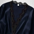 thumbnail image 6 of QSAWXQZ Women's 4 Piece Satin Pajama Set with Robe Cami Shorts and Pants Lace Trim Sleepwear Loungewear Suit Navy XL, 6 of 7