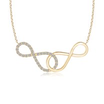 ANGARA Natural Interlocking Diamond Sideways Infinity Necklace in 14K Yellow Gold for Women (Size-0.9mm| Color-K| Clarity-I3) | Anniversary, Jewelry Gift for Women | Natural Diamond Necklace