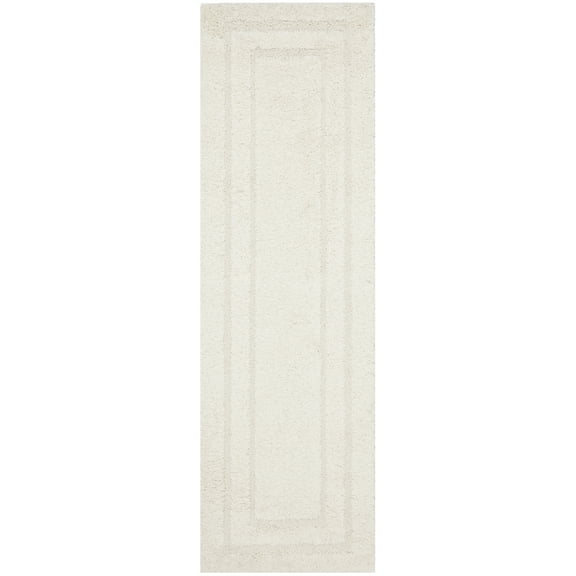 SAFAVIEH Florida Mason Bordered Shag Runner Rug, Cream, 2'3" x 7'
