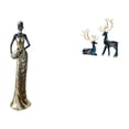 thumbnail image 1 of Figura africana de resina vintage para escritorio, estatua de alce y ciervo, escultura de reno coleccionable, decoración artística única, adecuada par, 1 of 8