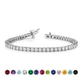 thumbnail image 1 of JeenMata Pulsera de Tenis de 3 Quilates con Corte Redondo de Abril, Circonita Cúbica, Piedra Natal, Diseño de Eternidad, Chapado en Oro Blanco, para Mujer y Adulto, 1 of 6