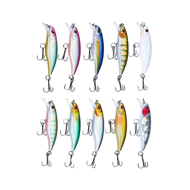 10 señuelos de pesca, cebos artificiales, cebos duros de hundimiento , señuelos de lubina realistas, cebos de pesca para lago de agua dulce