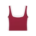 thumbnail image 4 of ATHLECHIC Women's Slim Fitted Crop Tank Top Color Block Square Neck Sports Camisole for Summer 2XL Wine Red, 4 of 5