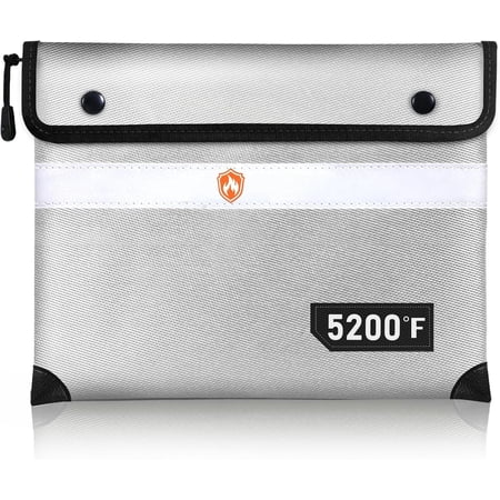 Upgraded Fireproof Document Bag 5200?F 14.2 X 11 Fireproof Bags with Zipper 8 Layers of Heat Insulated Materials Fireproof Bag for Documents and Valuables fire bags