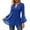 Z-Blue767, variant on Women's Blouse V-Neck Flutter Three Quarter Sleeve Solid Color Relaxed Fit Casual Soft Breathable Tunic For Everyday Wear Classic Female Tops