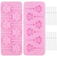 thumbnail image 1 of Auear Paquete De 2 Moldes De Silicona Para Piruletas Con Palos De 6 Capacidades Para Chocolate, Caramelo Duro, Molde Para Gatos, Perros, Mascotas, Estampado De Huellas, Helado, Fondant, Decoración Par, 1 of 5