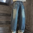 thumbnail image 4 of Maqroz Girls Distressed Ripped Straight Jeans Elastic Waist Loose Denim Pants Casual Wide Leg Bottoms 2-13 Years, 4 of 9