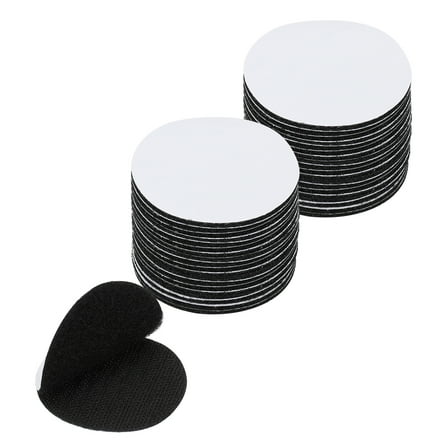 Uxcell 2 inch Hook and Loop Dots, Nylon Blend Circle Self Adhesive Tape Double-Sided Strip 16 Set Black
