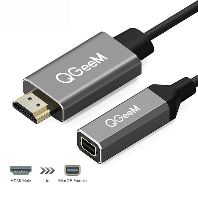 Cable adaptador conversor HDMI simple a Mini DP de QGeeM UHD 4K a 30 Hz, plug and play