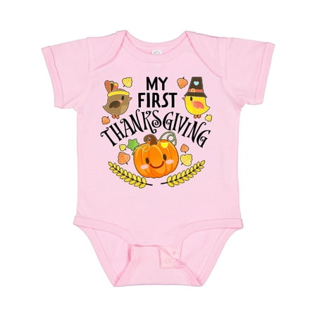 

Inktastic My First Thanksgiving- Autumn Birds Pumpkin Gift Baby Boy or Baby Girl Bodysuit