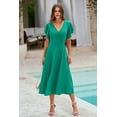 thumbnail image 6 of PRETTYGARDEN Women's Summer Midi Dress Ruffle Cap Sleeve V Neck Cocktail Party Swing A Line Fit and Flared Dresses, 6 of 6