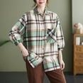 thumbnail image 2 of Chemise-veste à Carreaux pour Femmes, Veste Chemise Surdimensionnée à Boutons, Haut Décontracté en Flanelle à Manches Longues avec Col Rabattu, Veste Légère d'Automne pour Superposition, Blouse de Mode pour Usage Quotidien, Travail, Rendez-Vous, 2 of 5