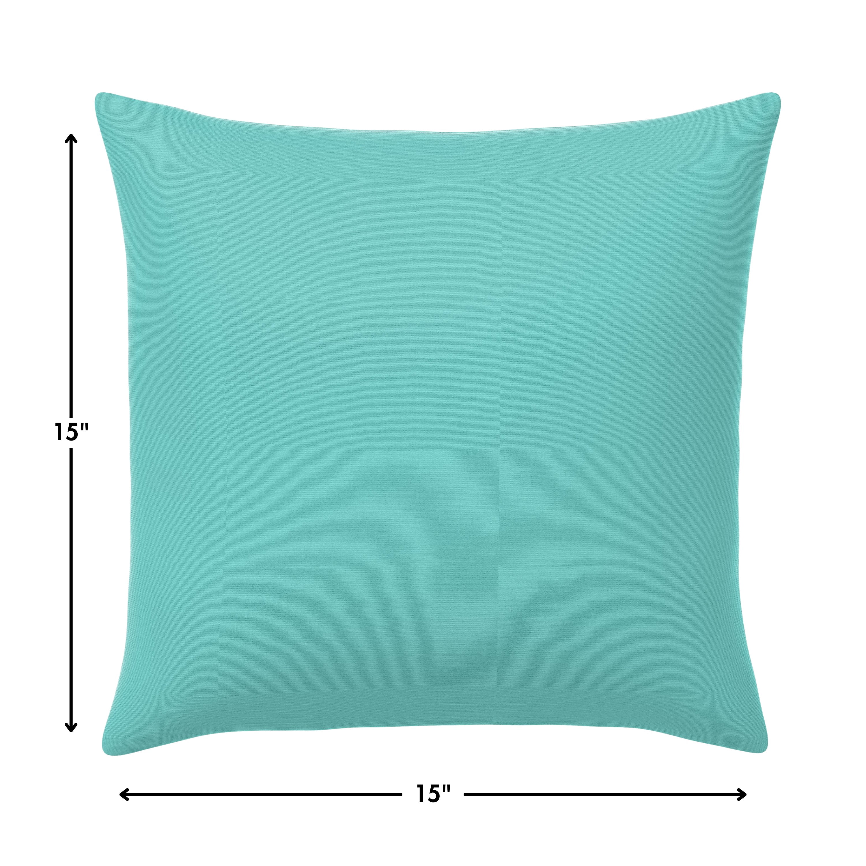 Casual Cushion Outdoor Throw Pillow, Sunbrella Fade & Water Resistant for Patio Furniture, Adirondacks & Porch Swings, 15"W x 15"L, 6" thick, Reversible, Canvas Aruba