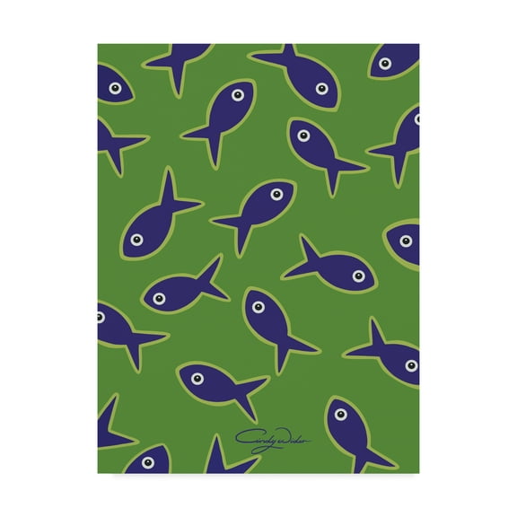 Trademark Fine Art 'Lime With Purple Fish' Canvas Art by Cindy Wider