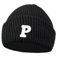 thumbnail image 4 of Unique Sweet Crochet Minority Solid Colors Letter P Women Skullies Hat Fashion Design Korean Style Hat Knitting Beanie WHITE, 4 of 8