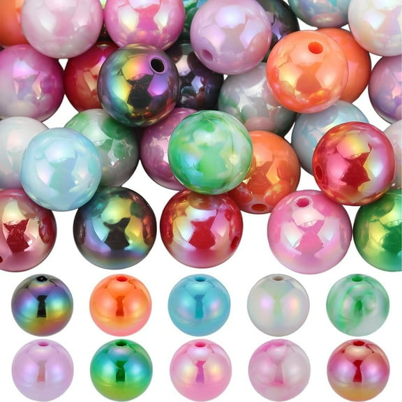 Bubblegum Beads Acrylic Beads Bulk 16mm Large Round Opaque Colorful AB Color Craft Chunky Gum Beadable Pen Chunk Plastic Spacers for Jewelry Making Beading Supplies