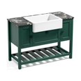 thumbnail image 3 of 48” Solid Wood Bathroom Vanity without Sink, Modern Wide  Painted Bathroom Storage Cabinet with 3 Cabinets & Bottom Shelf,  Soft Closing Stand Cabinet Doors Set for Home, Hotel, Green, 3 of 8
