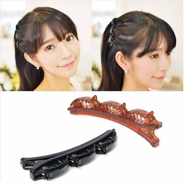 6 piezas (negro y marrón) Banda torcida de doble capa Herramienta para el cabello trenzadora francesa Banda de doble capa de moda Clip de trenza torcida Pinzas para el cabello delanteras Horquilla Dia