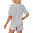 thumbnail image 5 of JoliSweat Womens Pajama Sets Sexy Lounge Sets Side Split Short Pj Sets Cute Pjs 2 Piece Comfy Striped Sleepwear Loungewear Gray L, 5 of 6