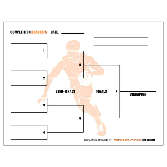 Perfect Strike Competition Brackets for Team tournaments or Skills competitions. Sheet Brackets for up to 8 participants. BASKETBALL