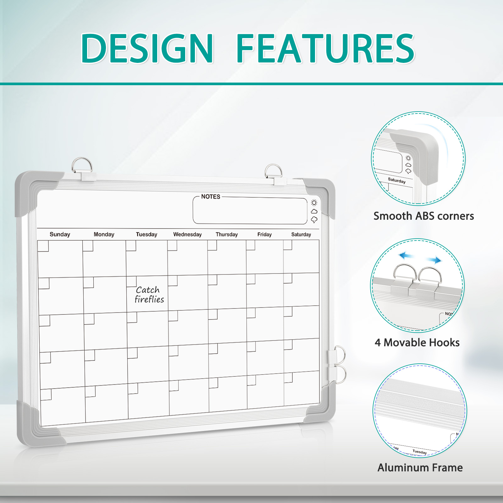 Dollar Boss 16x12 Monthly Dry Erase Calendar Board photo 3