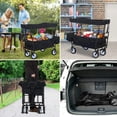 thumbnail image 6 of Collapsible Folding Wagon Portable Beach Wagon Utility Shopping Cart Heavy Duty Garden Cart Lounge Wagon Grocery Cart with Removable Canopy for Grocery, Garden, Beach, Sport, Shop, Camping, Black, 6 of 7