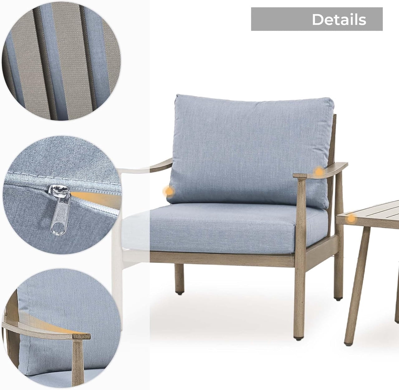 4-Piece Aluminum Patio Furniture Set, Rustproof Outdoor Conversation Set with Loveseat, Armchairs and Coffee Table