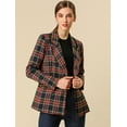 thumbnail image 2 of INSPIRE CHIC Women's Notched Lapel Double Breasted Plaid Blazer Jacket, 2 of 6