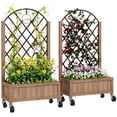 thumbnail image 1 of Outsunny Raised Garden Bed with Metal Trellis, Elevated Planter Box, Brown, 1 of 10