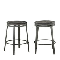 FurniFact Black Metal Swivel Bar Stools Set of 2 for Counter Height Seating